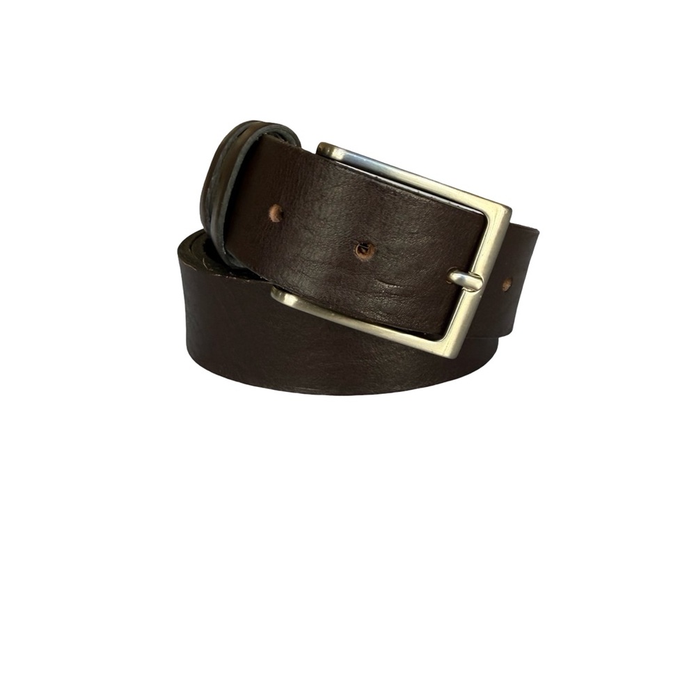 GP and Max Italian Brown Leather Belt with Silver Buckle Size 34